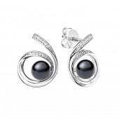 Cercei perle naturale negre de argint cu cristale DiAmanti SK19226E-B-G